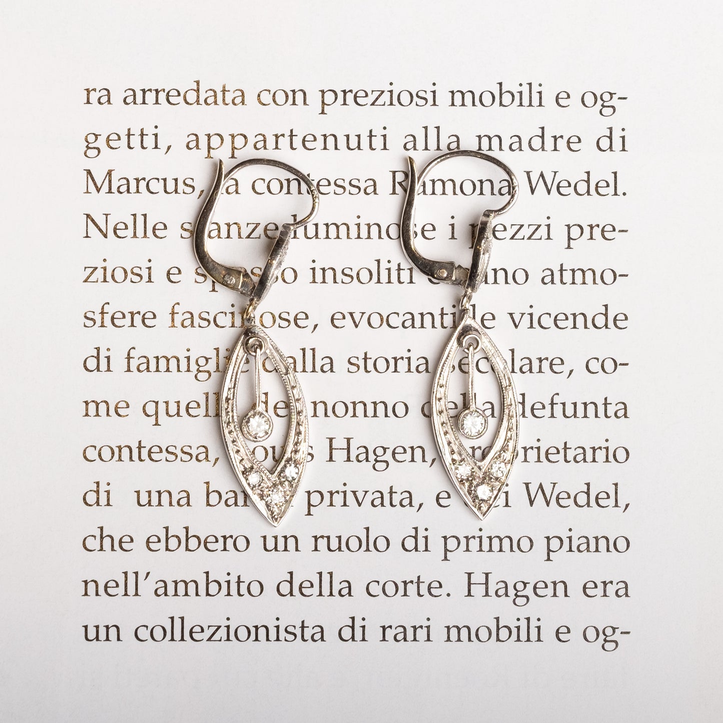 White gold and diamond drop earrings