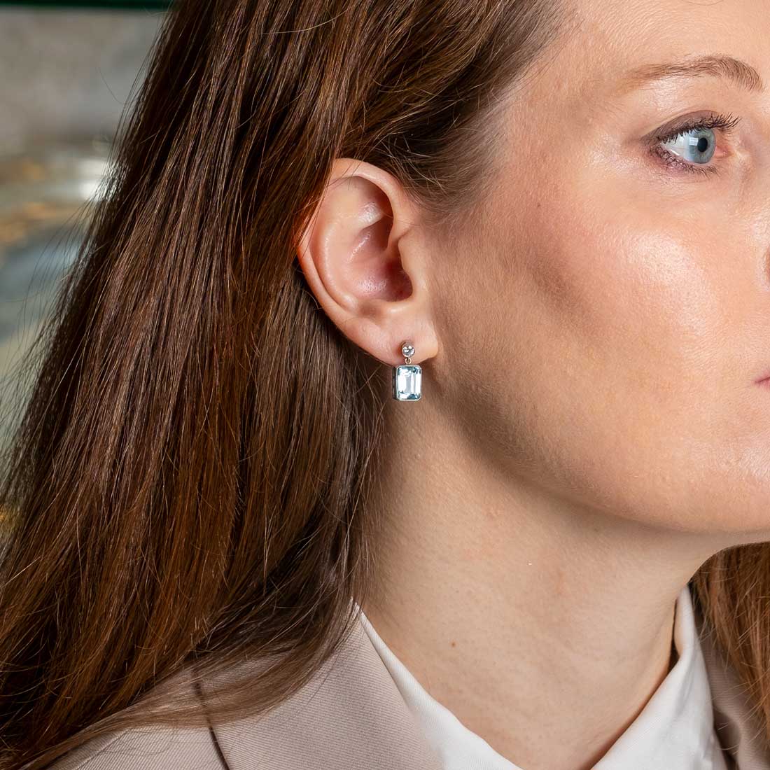 Vintage acquamarine and diamond earrings