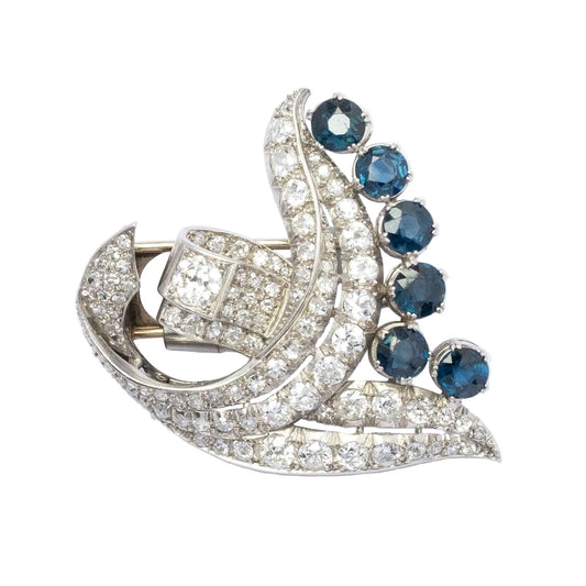 Stunning 1940s Platinum Brooch with Old-Cut Diamonds