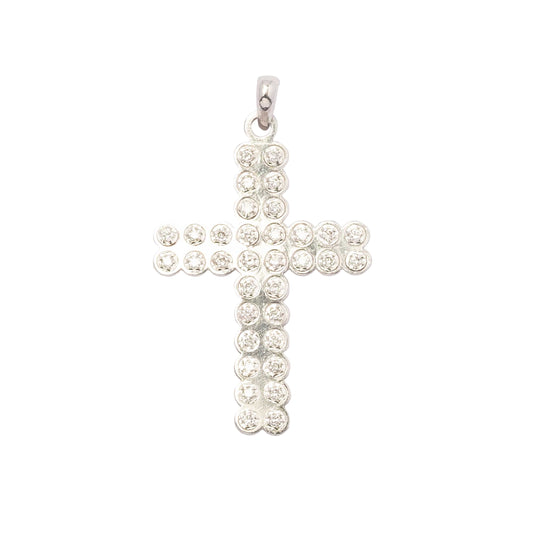 Platinum Cross Pendant with Diamonds, Italy Vintage