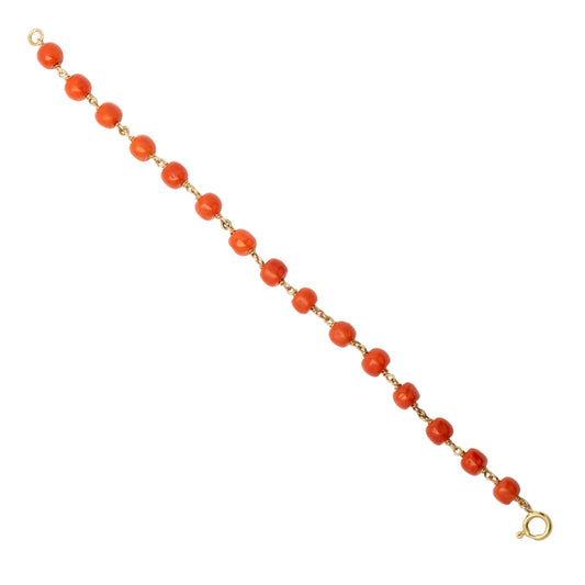 Vintage 18ct Gold Bracelet with Coral Beads
