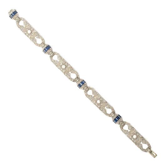 Art Deco Bracelet with Diamonds in 18ct white gold
