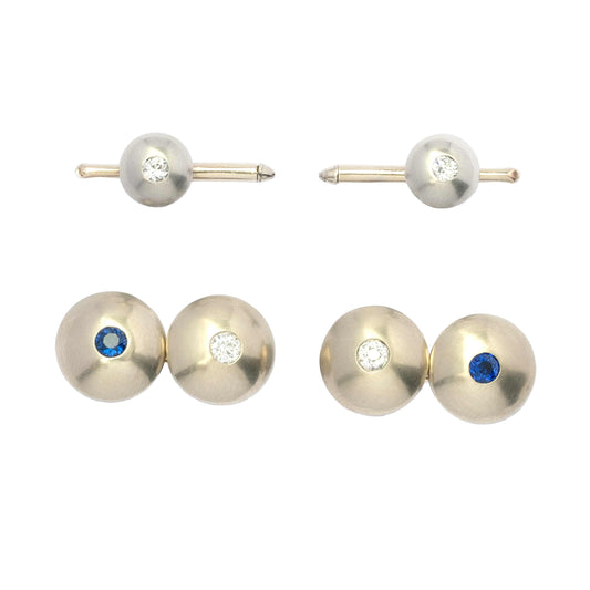 Art Deco 9ct Gold Double Cufflinks with Buttons – Day & Night, 1930s