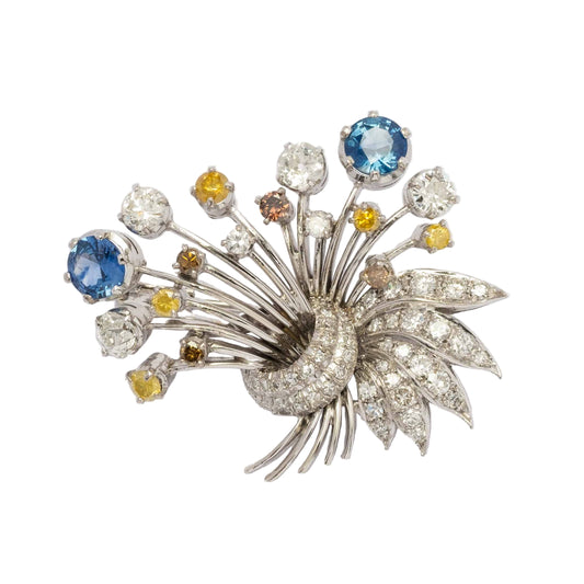 1960s Diamond & Sapphire Brooch – G. Petochi Roma