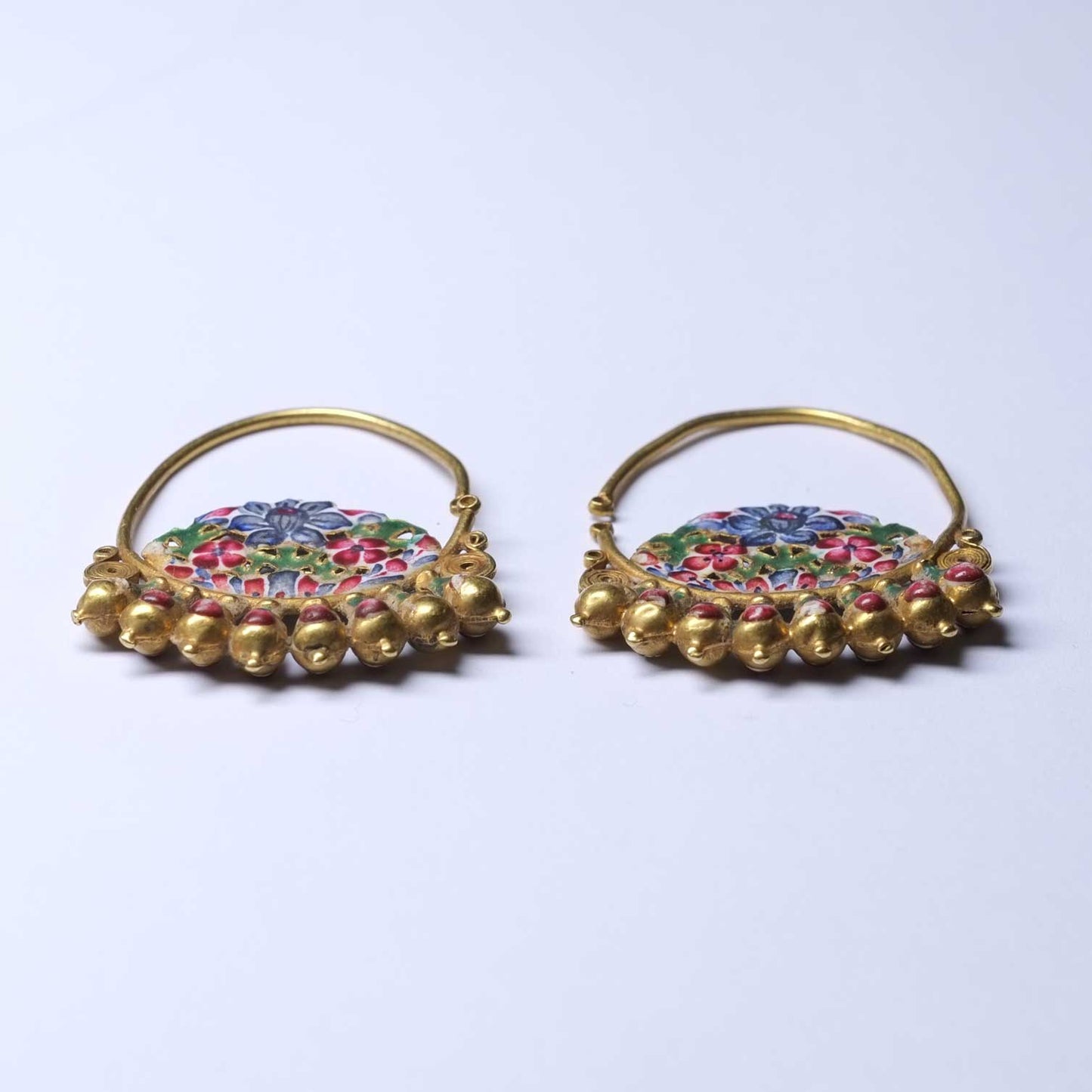Polychrome Enamel Persian Earrings XIX Century 