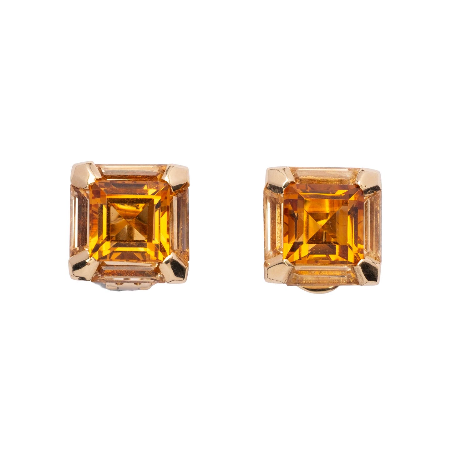 Orecchini Vintage Anni ’80 in Oro 18ct con Quarzo Citrino