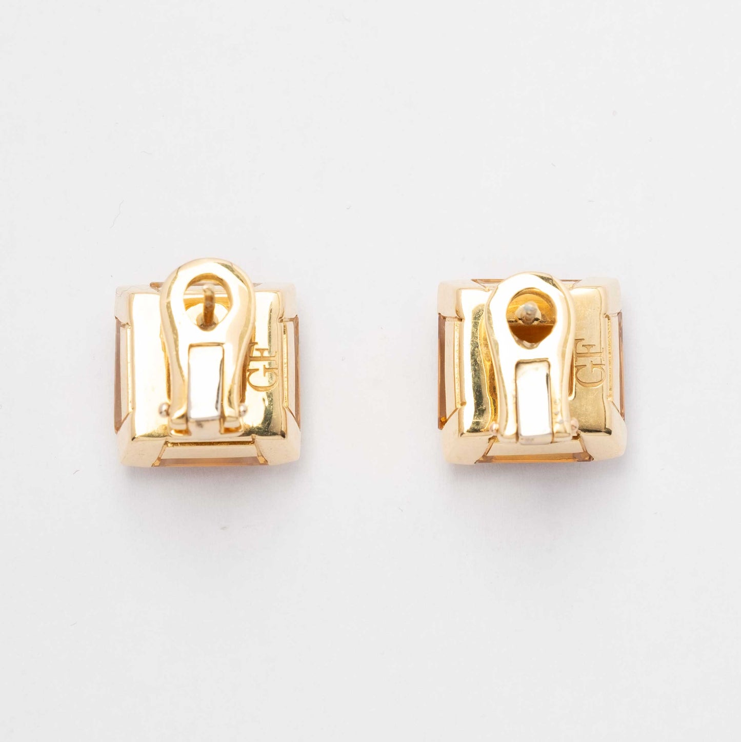 Orecchini Vintage Anni ’80 in Oro 18ct con Quarzo Citrino