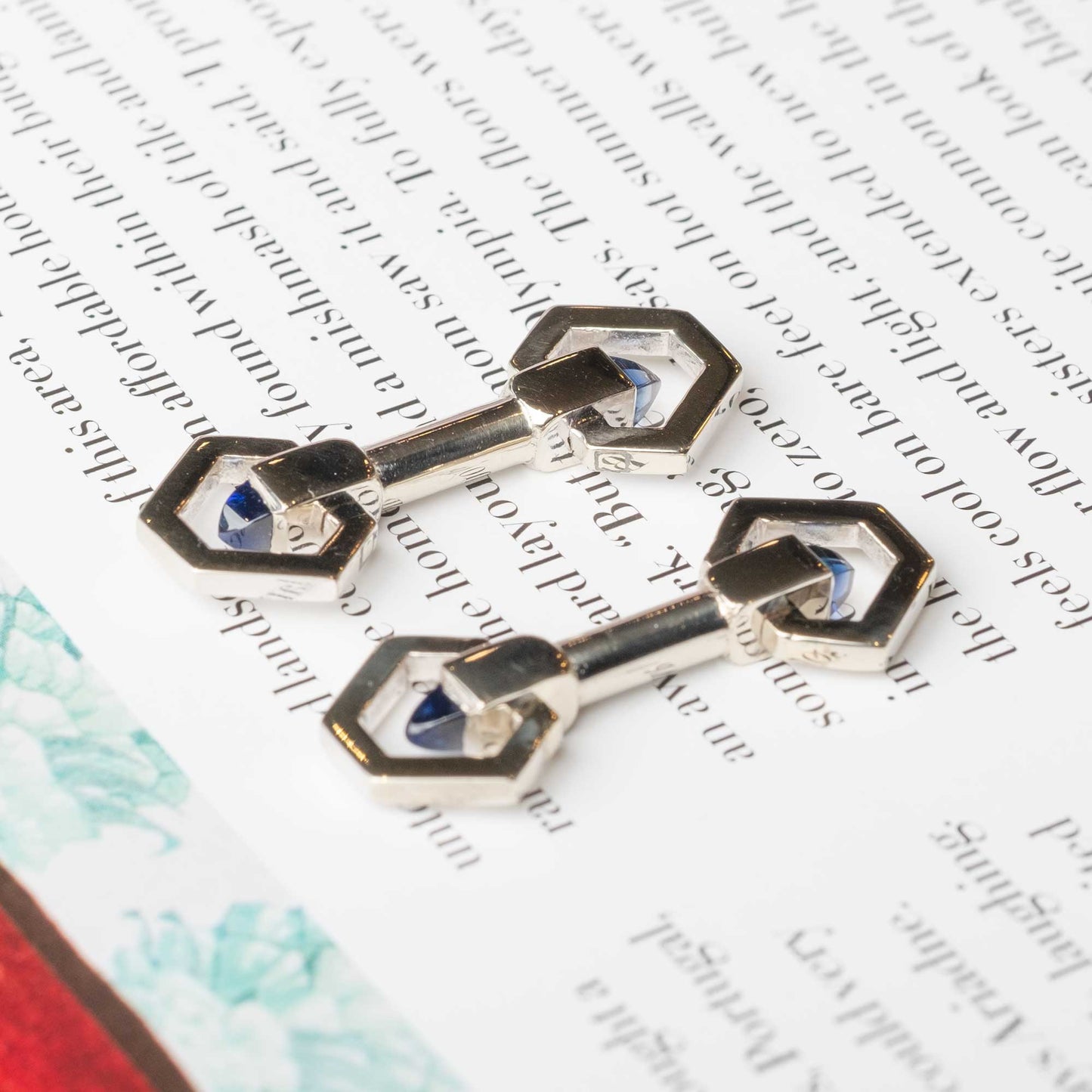Gemelli in Oro 18ct con Pietre Blu Taglio Pan di Zucchero