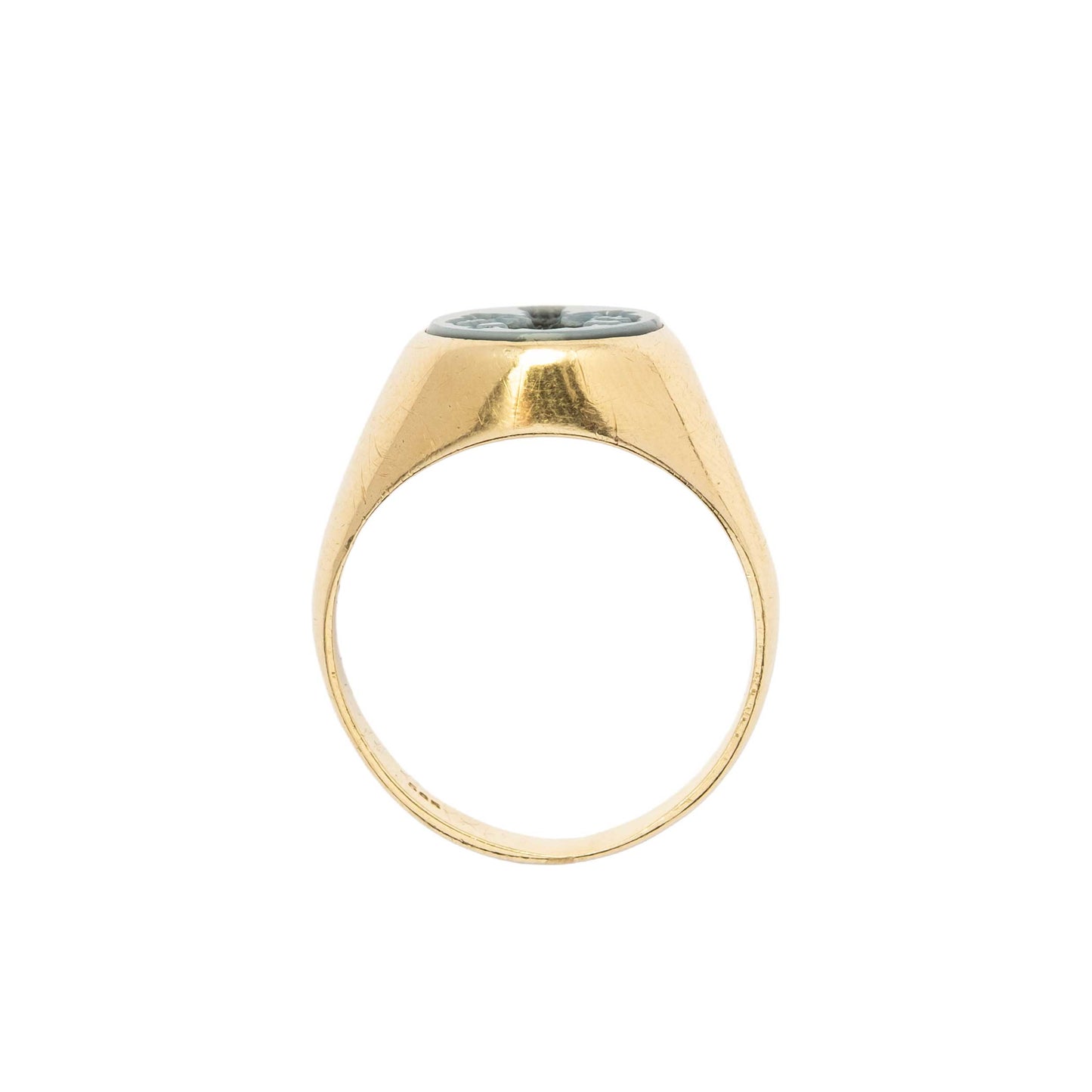 Gold Signet Ring with Hand-Carved Agate Heraldic Crest
