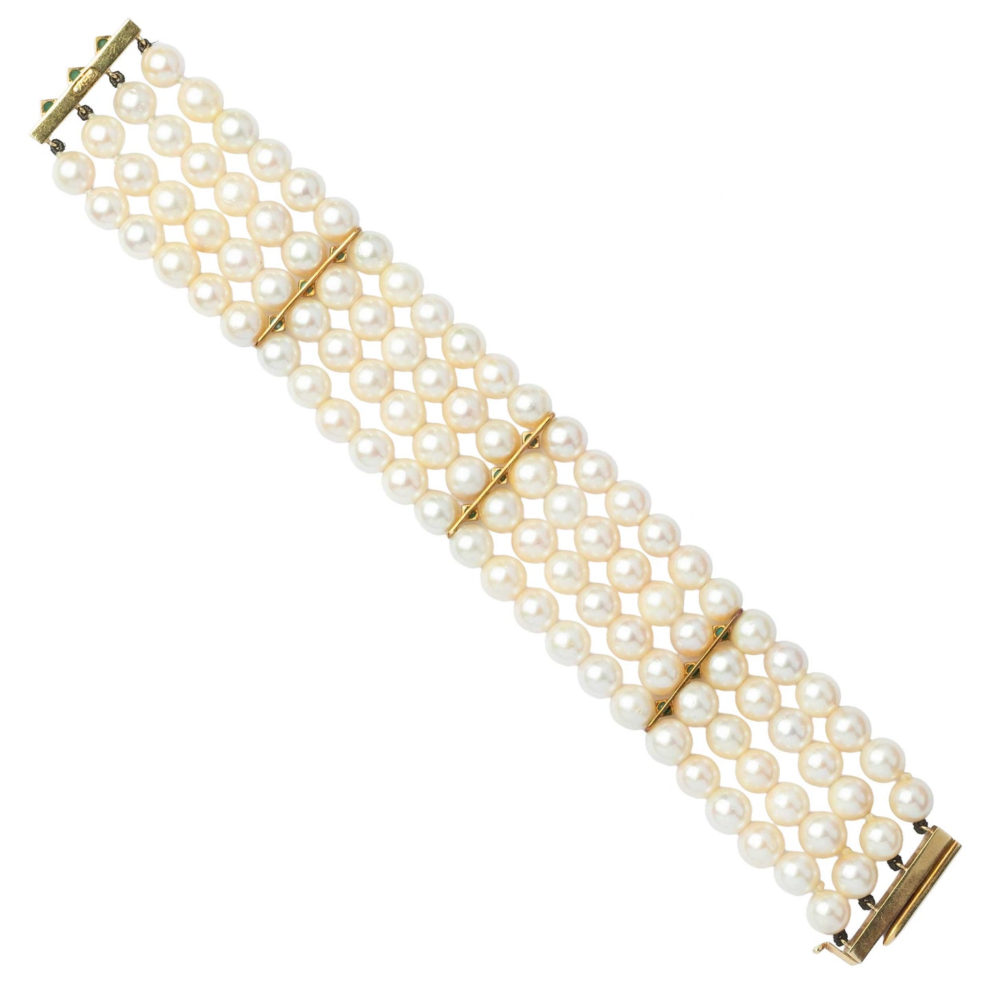 1960s Bracelet with Japanese Cultured Pearls and Natural Turquoise – Signed SANZ
