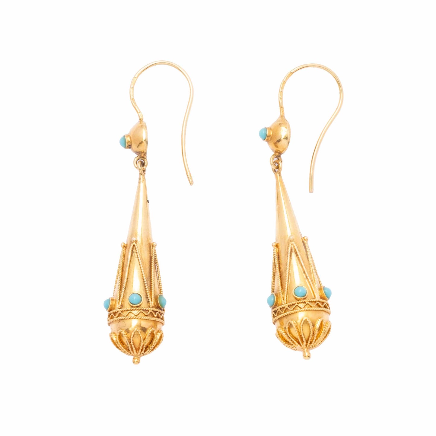 Orecchini Vintage in Oro con Inserti in Pasta di Turchese