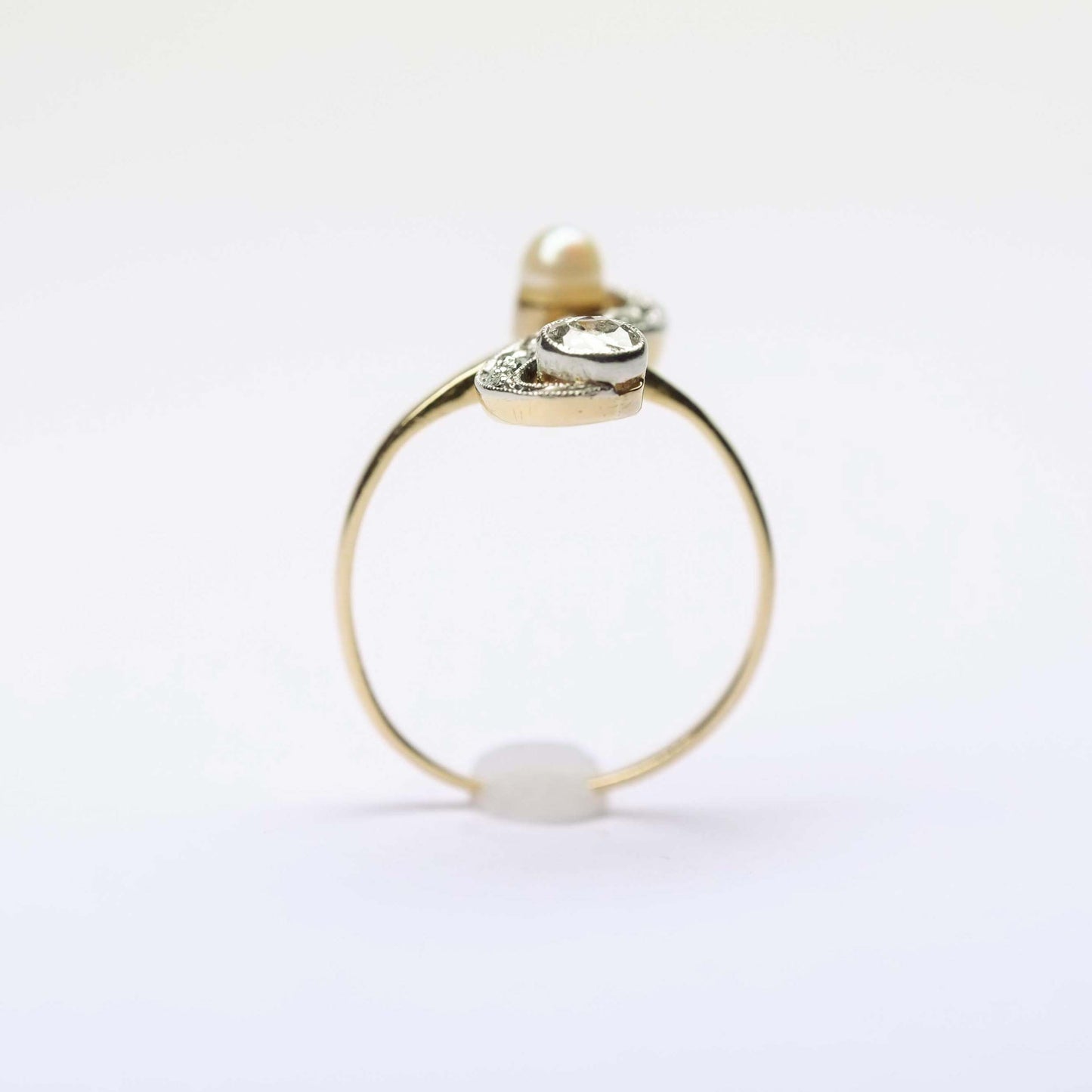 Deco Ring with Diamonds & Pearl