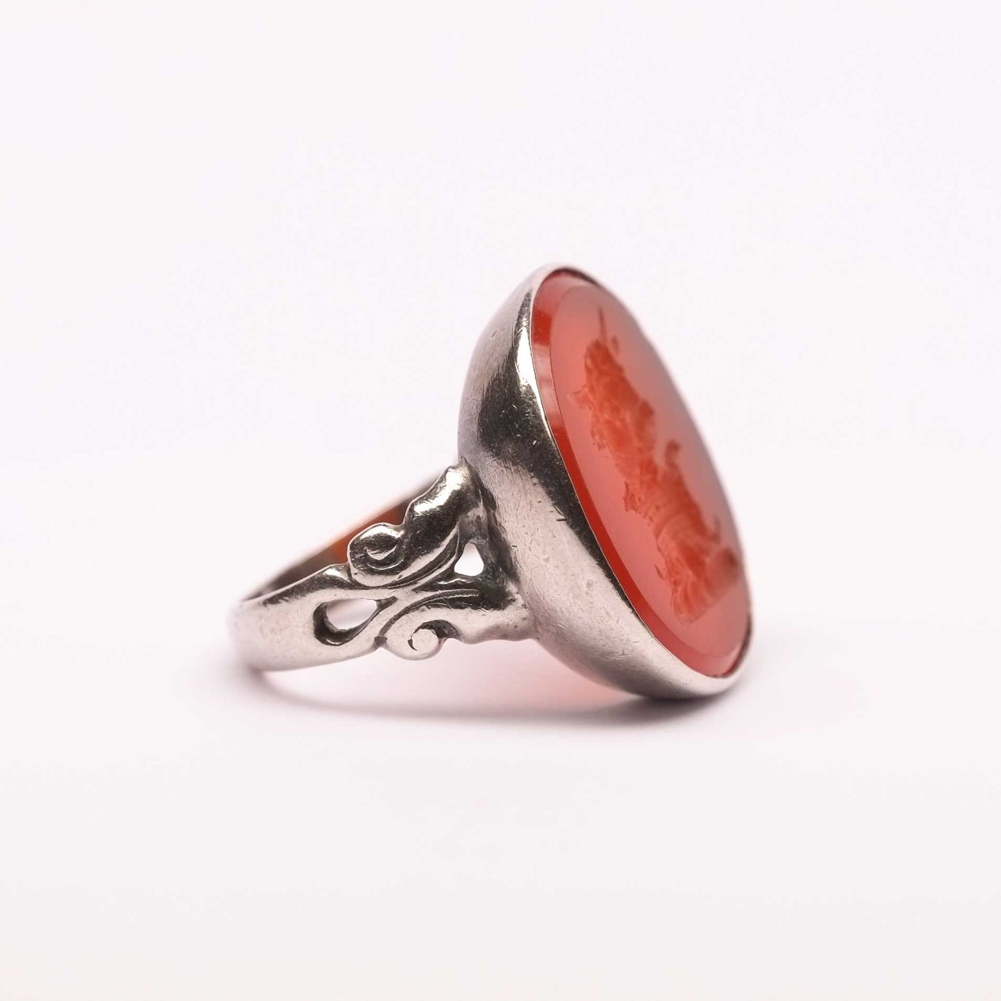 Carnelian Intaglio Silver Ring