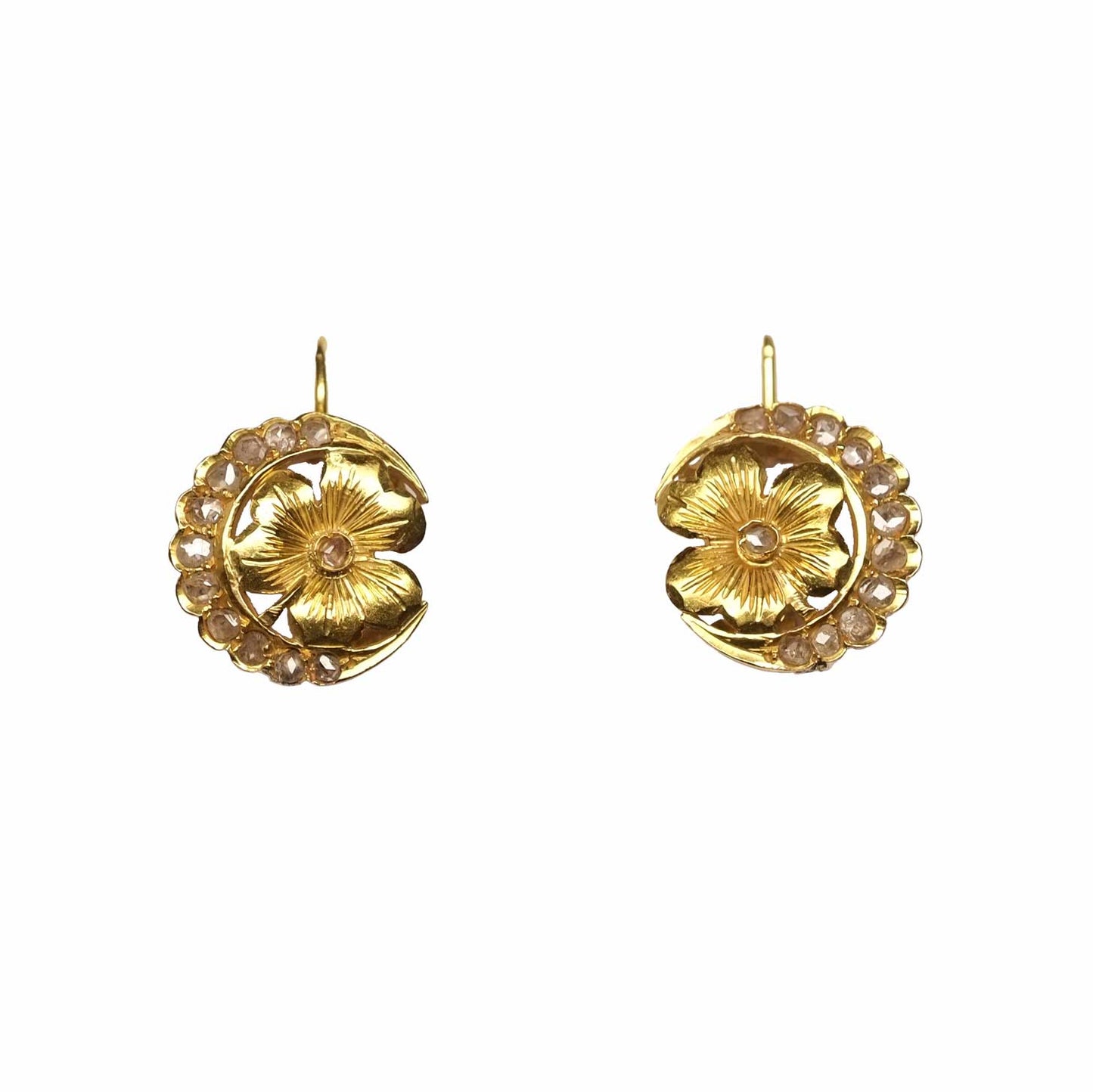 Art Nouveau Rose cut Diamond Earrings