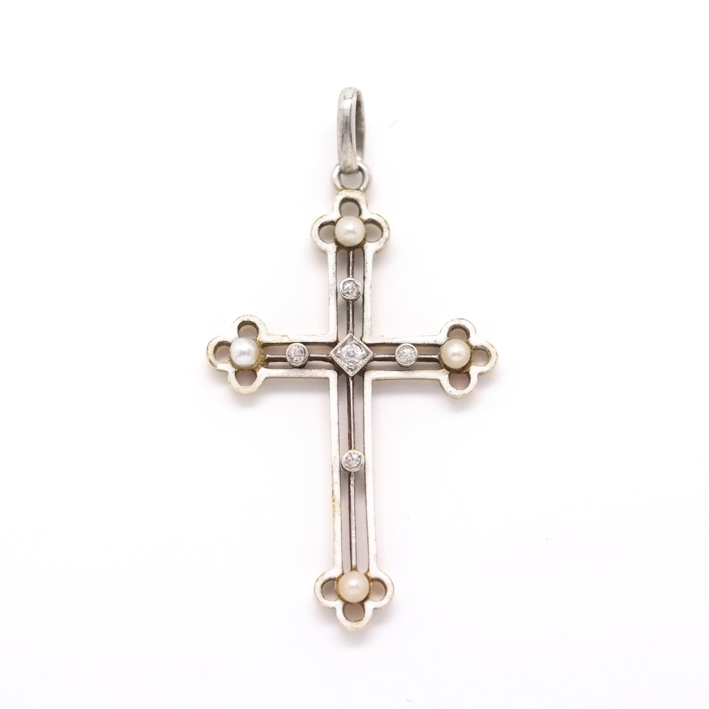 Antique Enamel Cross Pendant