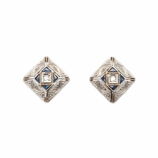 Orecchini Art Deco con Zaffiri e Diamanti