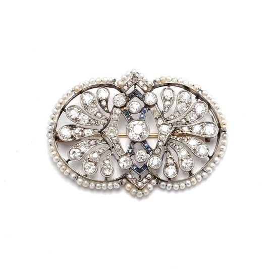 Art Deco Pearl & Sapphire Brooch