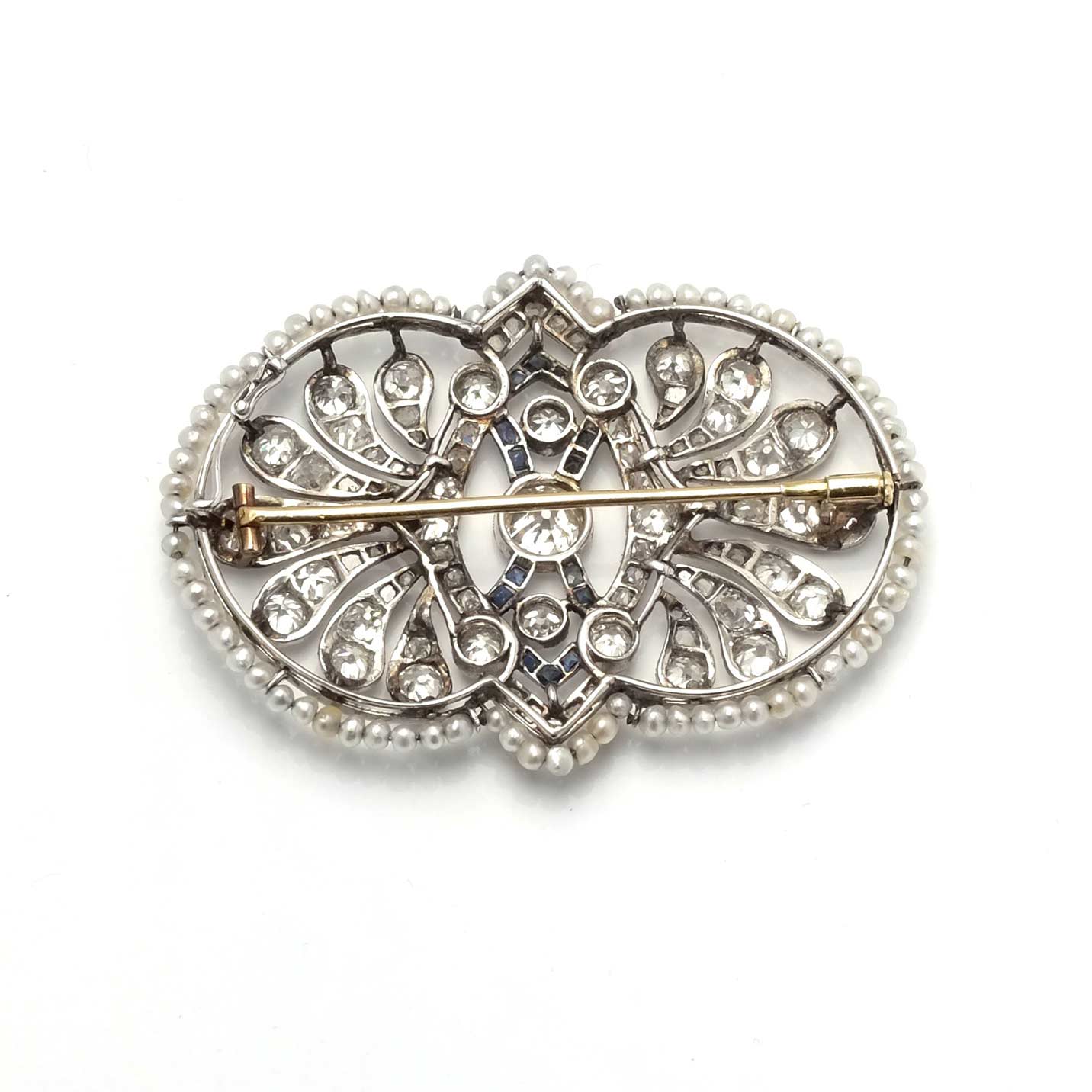 Art Deco Pearl & Sapphire Brooch