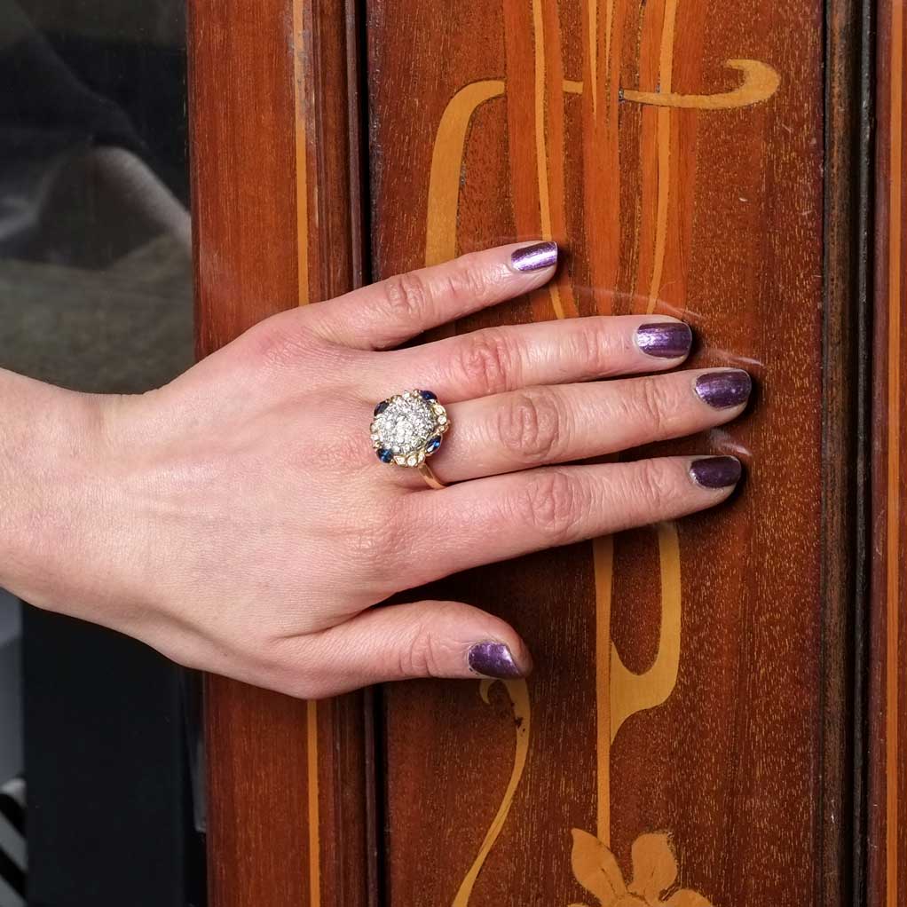 1970 Cocktail Sapphire & Diamond Ring 