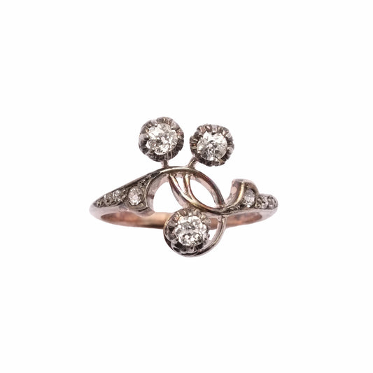 Art Nouveau 3 Diamond Ring