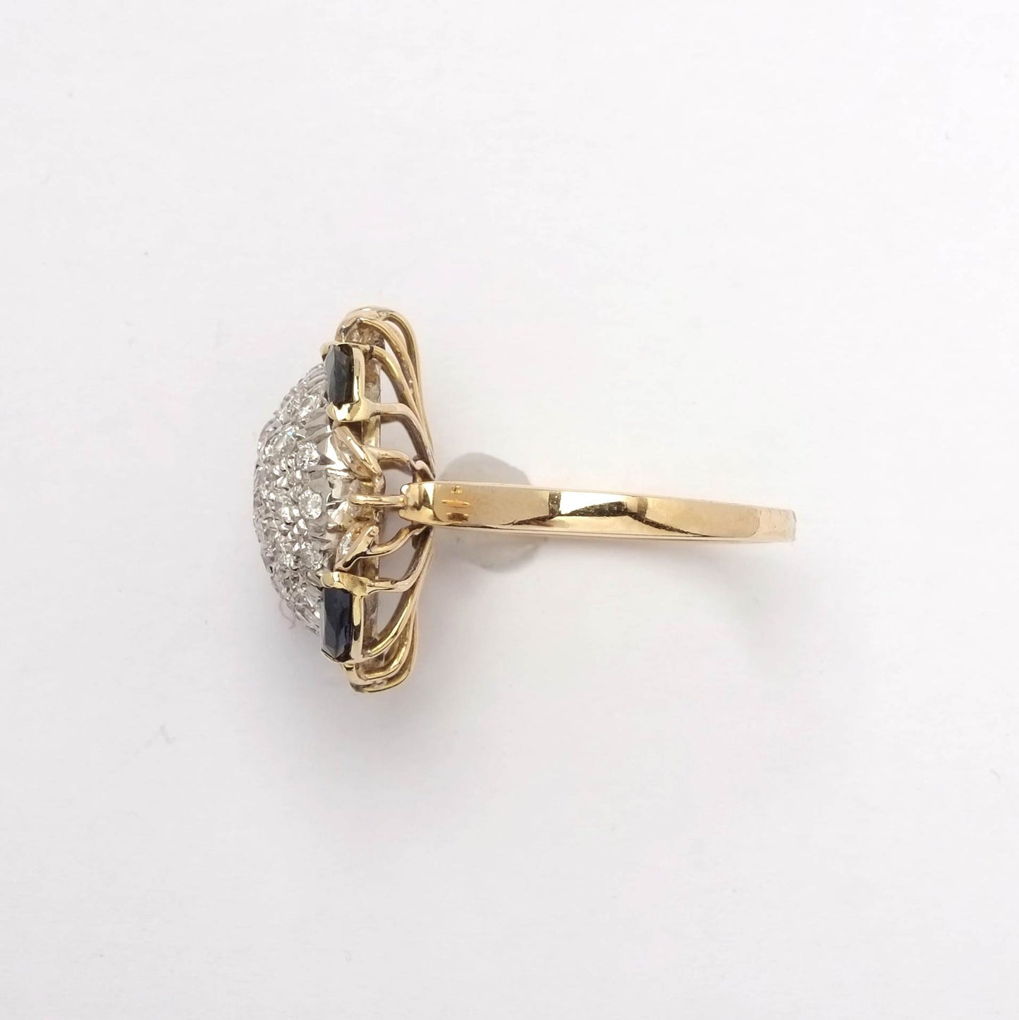 1970 Cocktail Sapphire & Diamond Ring 