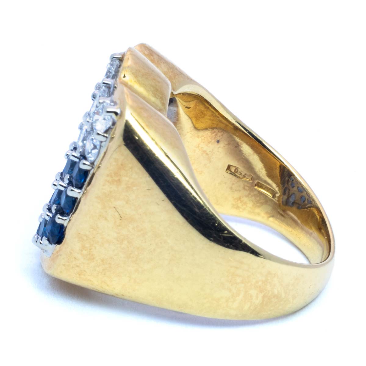 Shield Ring in Gold Sapphires & Diamonds