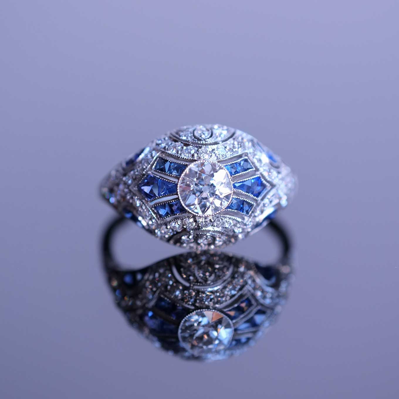 Diamonds & Sapphires Platinum Ring
