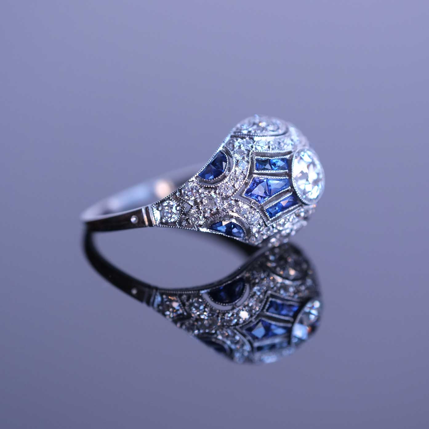 Diamonds & Sapphires Platinum Ring
